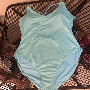 Blue one piece bathing suit